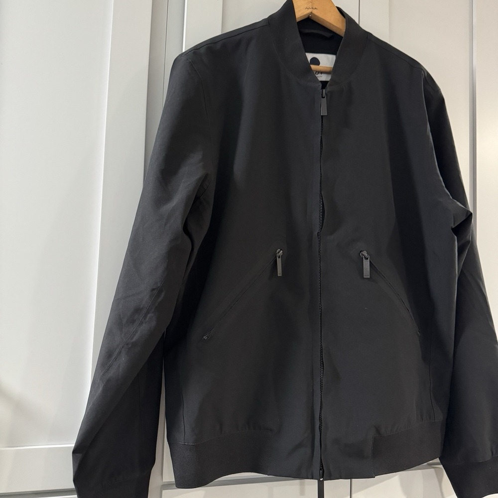 NN07 Kai 2-Layer Bomber Jacket Medium Black Minimalist Waterproof No Nationality - Picture 2 of 9